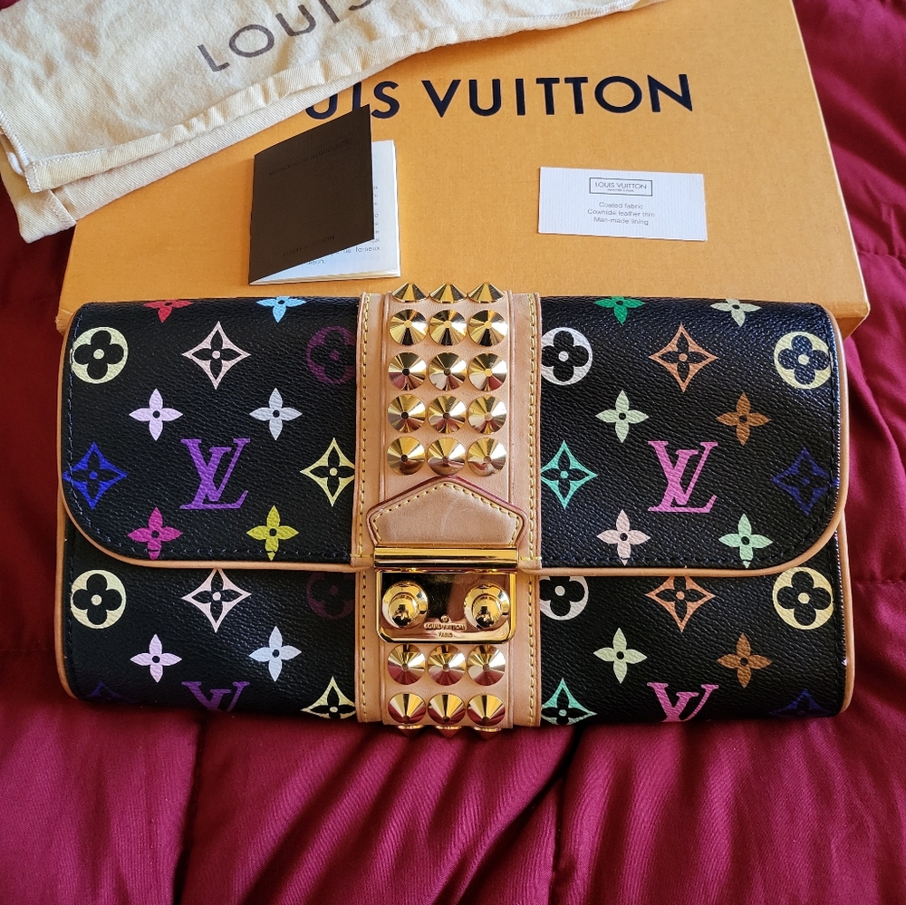 Louis Vuitton MurakamiCourtney Monogram Multicolor Canvas Black Clutch Bag